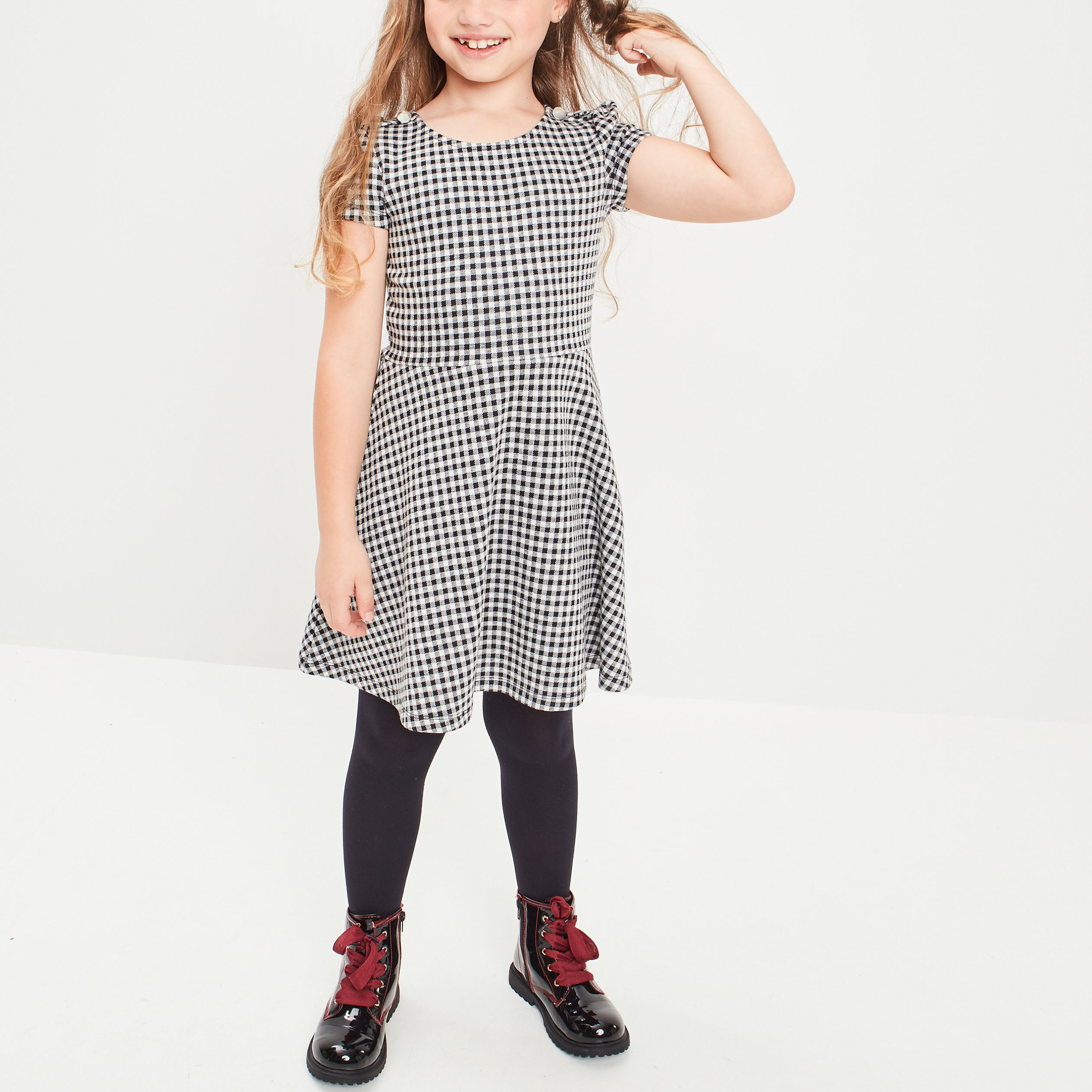 Robe patineuse à col rond ecru fille | La Halle