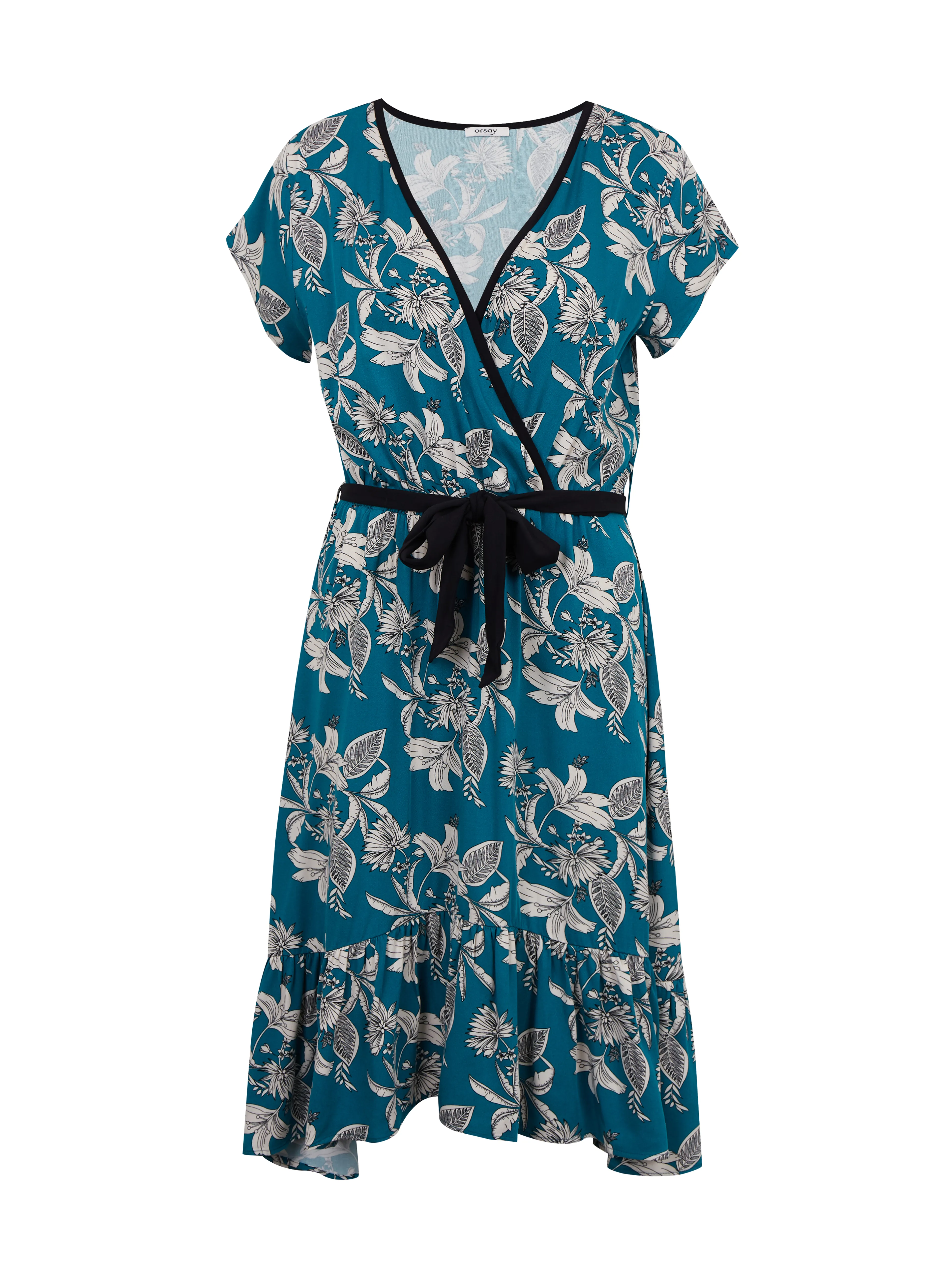 Petrolfarbenes Damen-Blumenkleid ORSAY