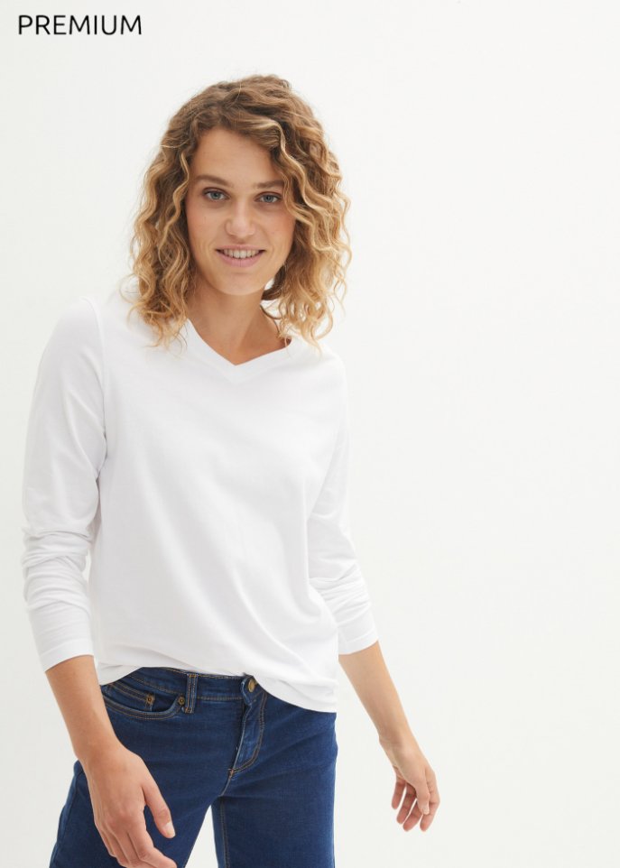 Essential Langarmshirt mit V-Ausschnitt, seamless