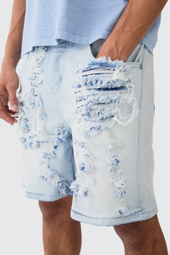 Lockere Jeansshorts in Ice Blue