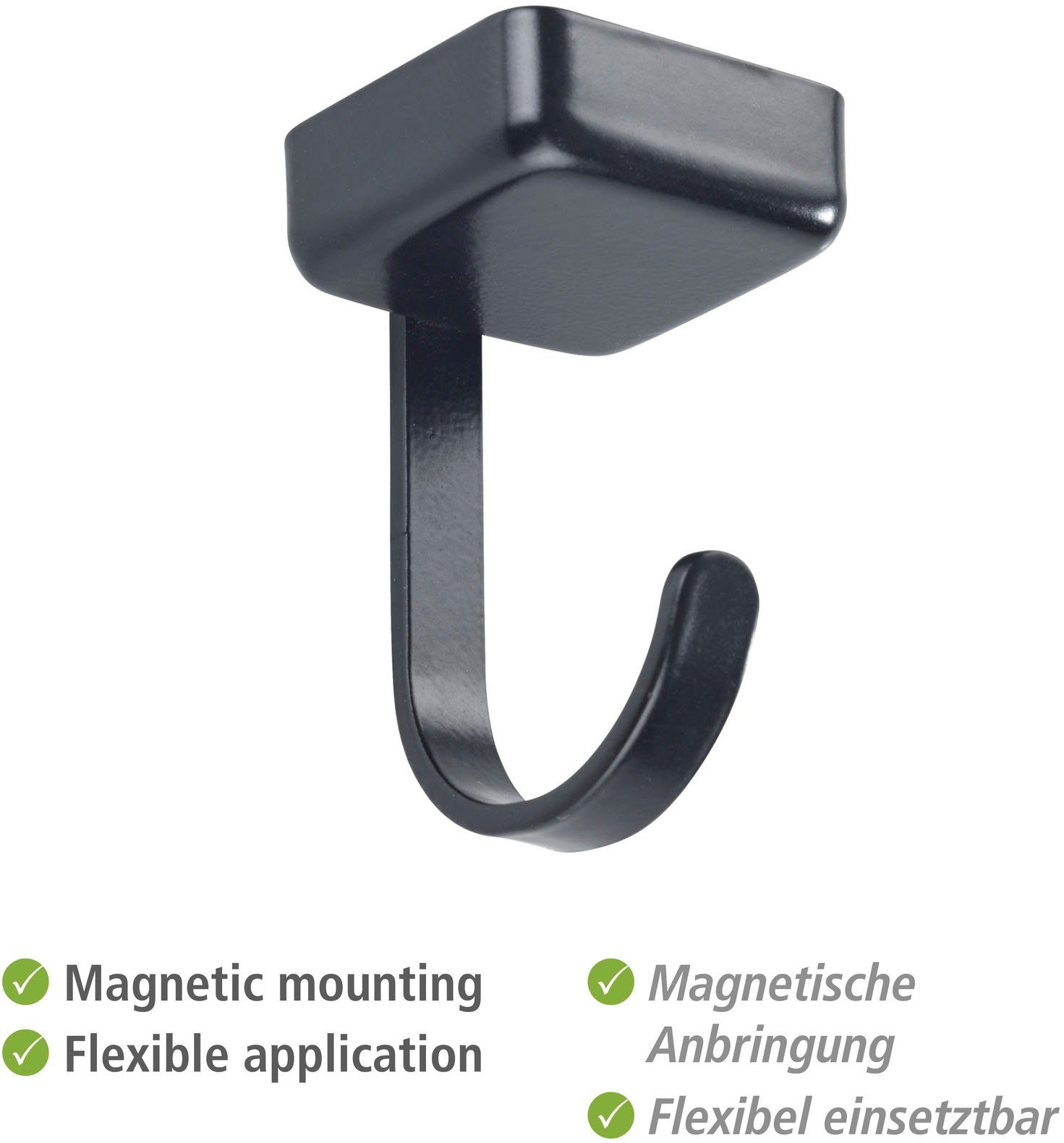 WENKO Wandhaken Jet, (6-St), magnetisch, Eisen, Befestigung ohne Bohren, Industrial-Look