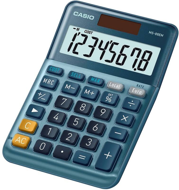Casio MS-88EM Tischrechner 8-stelliger LCD-Monitor Blau