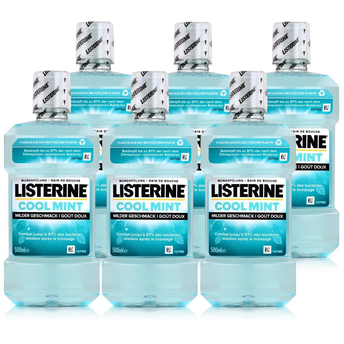 Listerine Mundspülung, Listerine Mundspülung Cool Mint 500ml - Milder Geschmack (6er Pack)