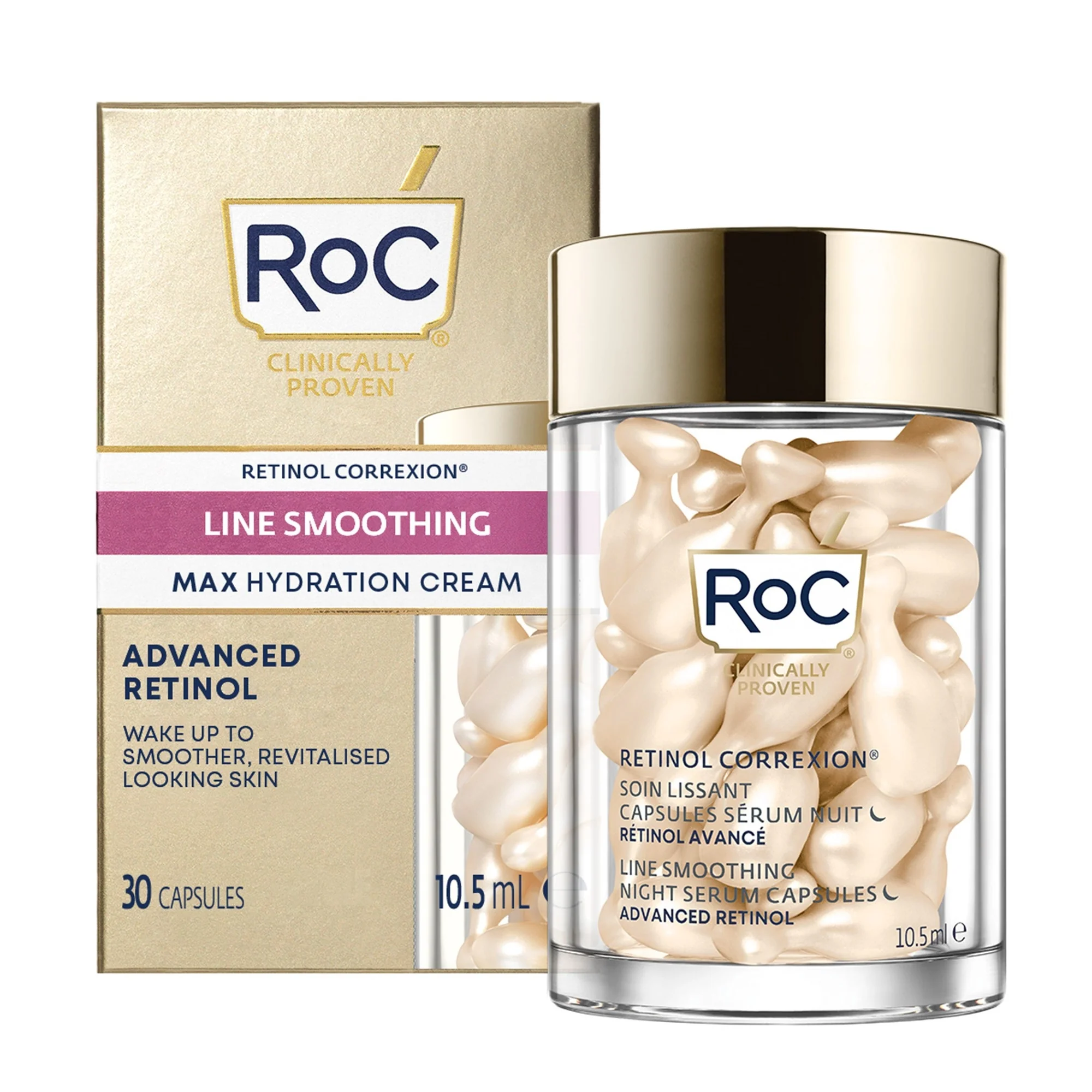 Capsule cu ser facial de noapte Retinol Correxion Line Smoothing - Tratament de noapte antirid, Ser facial antirid