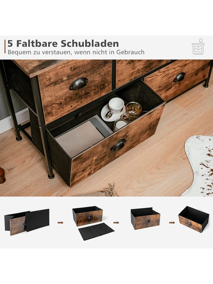 COSTWAY Kommode 5 Schubladen in Braun günstig kaufen onesize