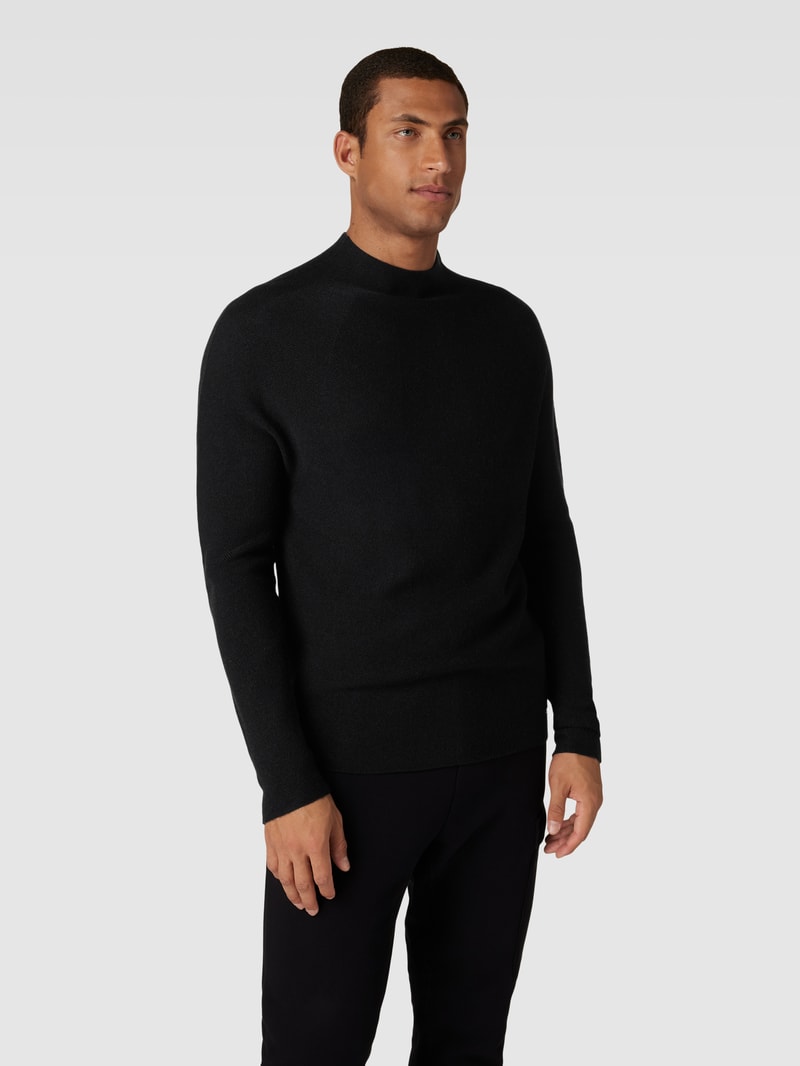 Strickpullover mit Stehkragen Modell 'FNATU' in schwarz