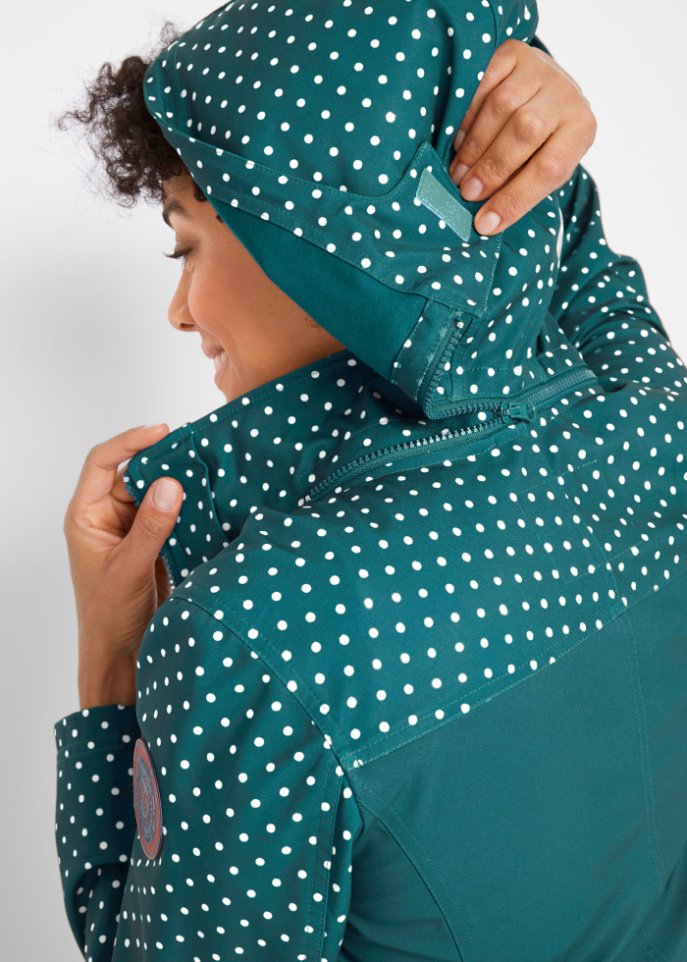 Bedruckte Softshelljacke, schlanker Schnitt, wasserabweisend
