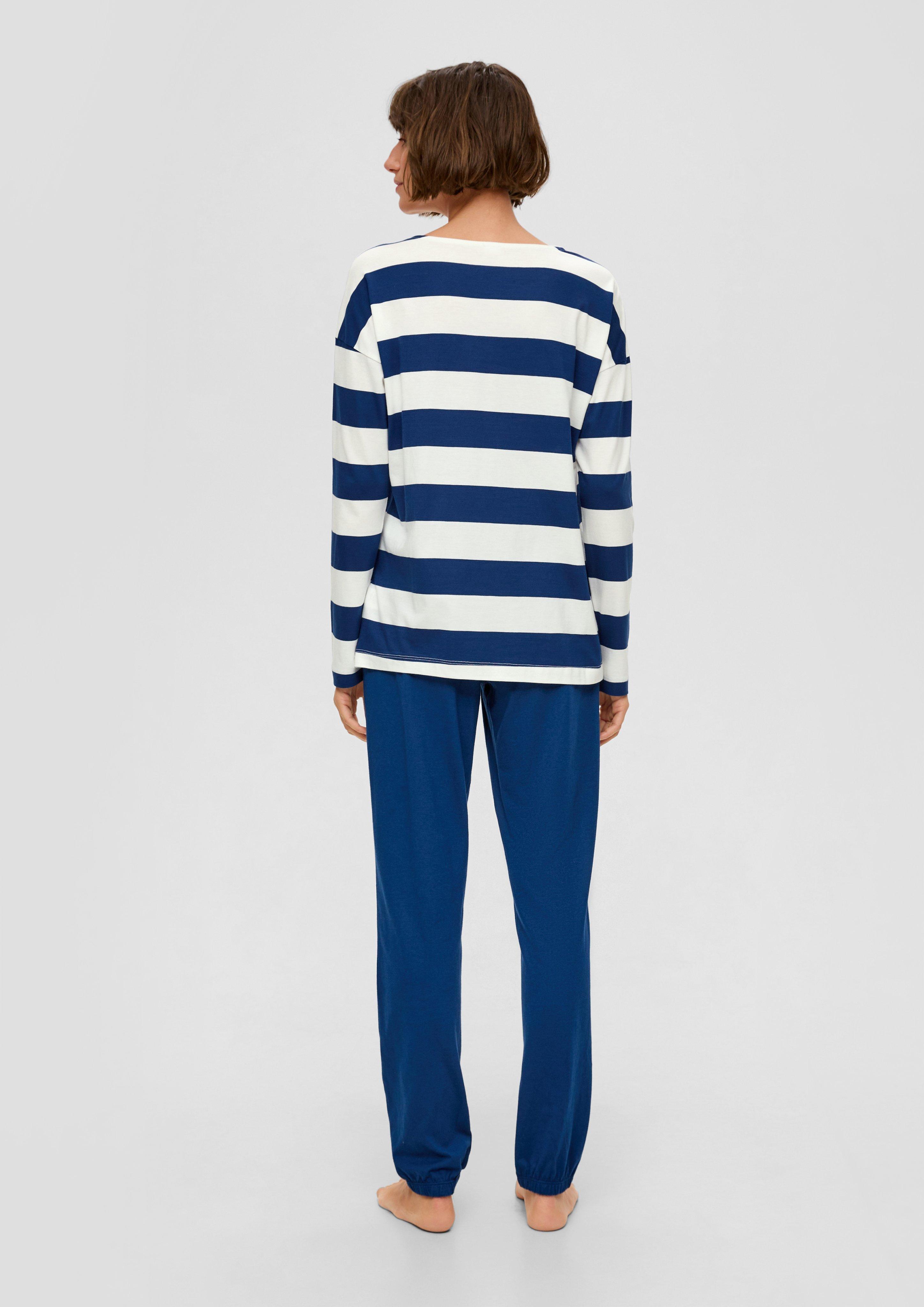 Langes Pyjama-Oberteil mit Streifen  6009205-58G1
