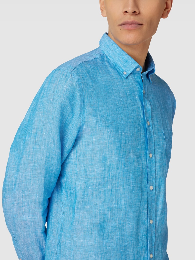 Freizeithemd mit Button-Down-Kragen in aqua blau