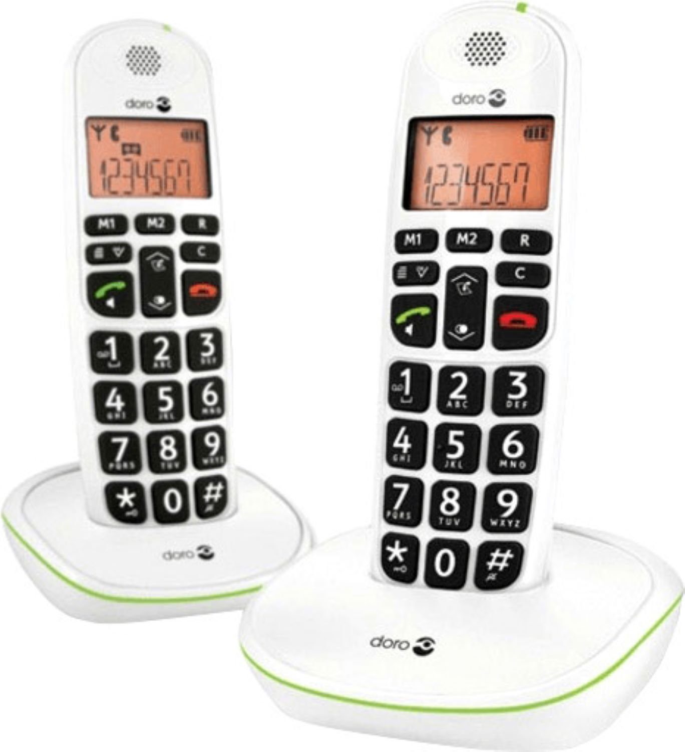 Doro PhoneEasy 100w Duo Schnurloses DECT-Telefon (Mobilteile: 2, Großes beleuchtetes Display)