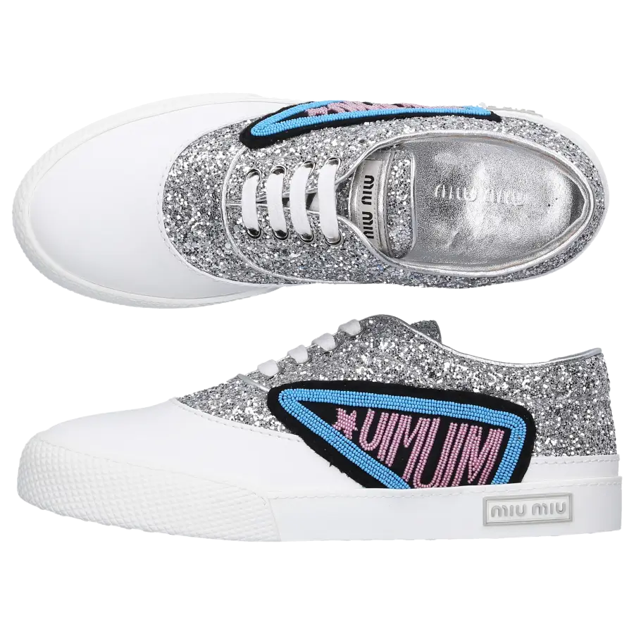 Miu Miu - Sneaker low Glitter - silber