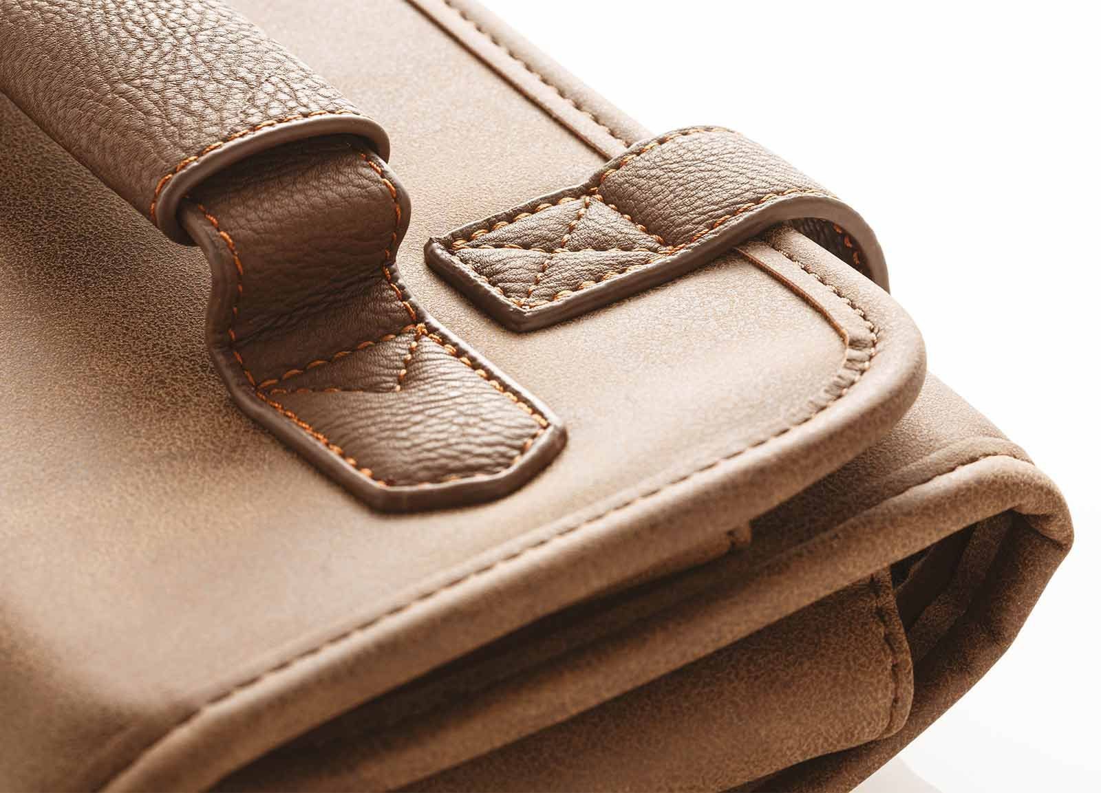 Kosmetex Kosmetikkoffer Barber Bag, braune Scherentasche Friseur, Faltbare Friseur Tasche