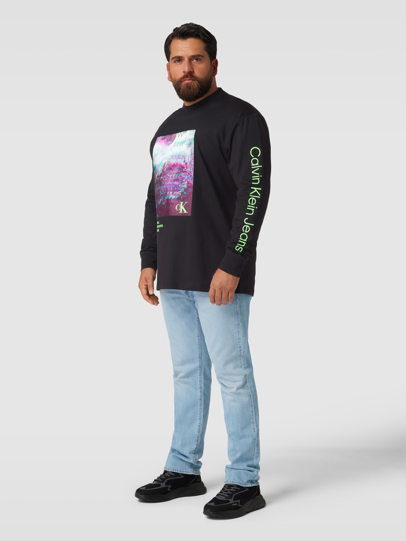 PLUS SIZE Longsleeve mit Motiv-Print in schwarz