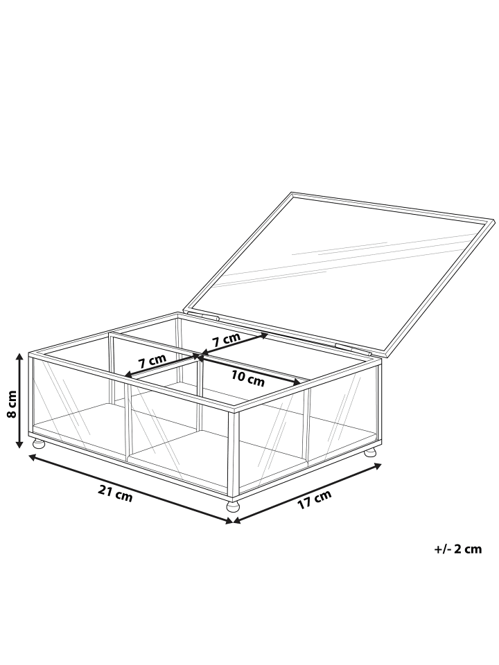 Beliani Schmuckkästchen SAINTES in Gold/Transparent/Grün - (W) 21 x (H) 8 x (L) 17 cm günstig kaufen onesize