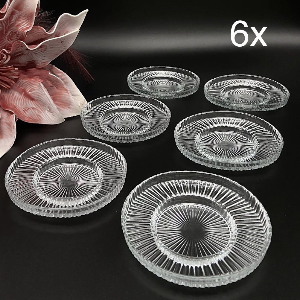 Almina Untertasse 6er Set Teller Glas Glasteller 12cm Unterteller für Teegläser, (6 St)