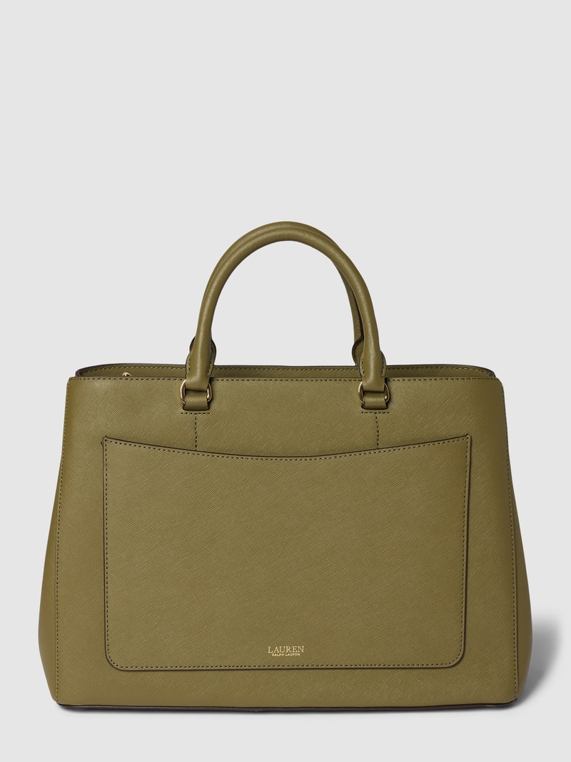 Satchel mit Label-Applikation in olivgrün