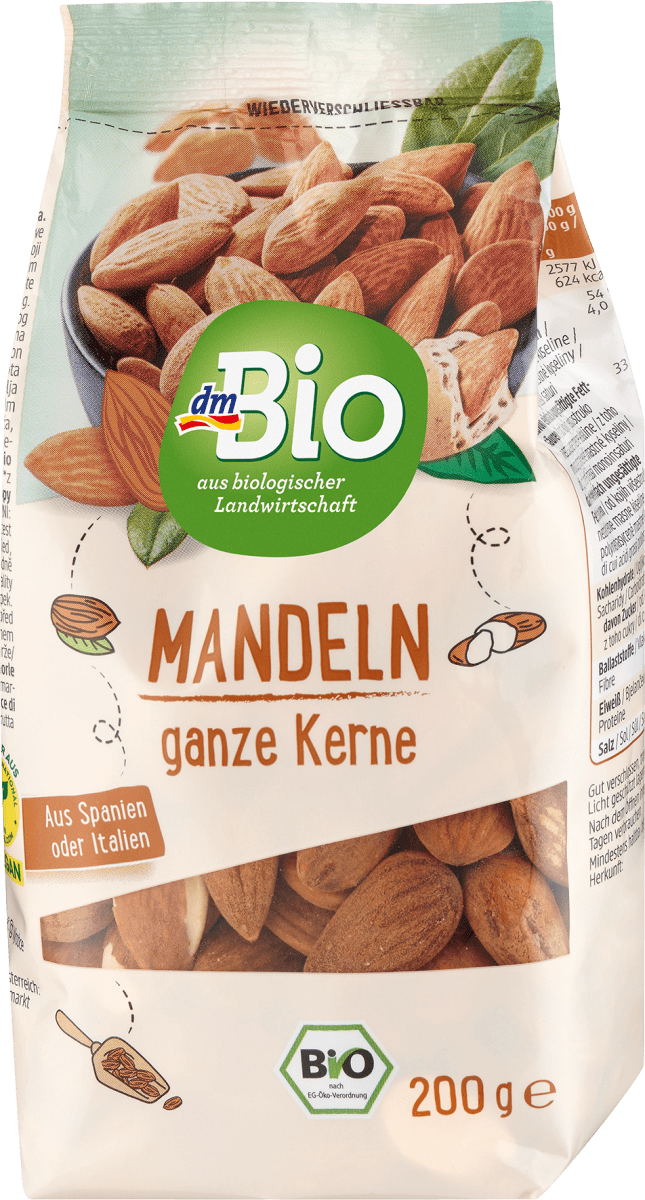 Mandeln, braun, ungeschält, 200 g