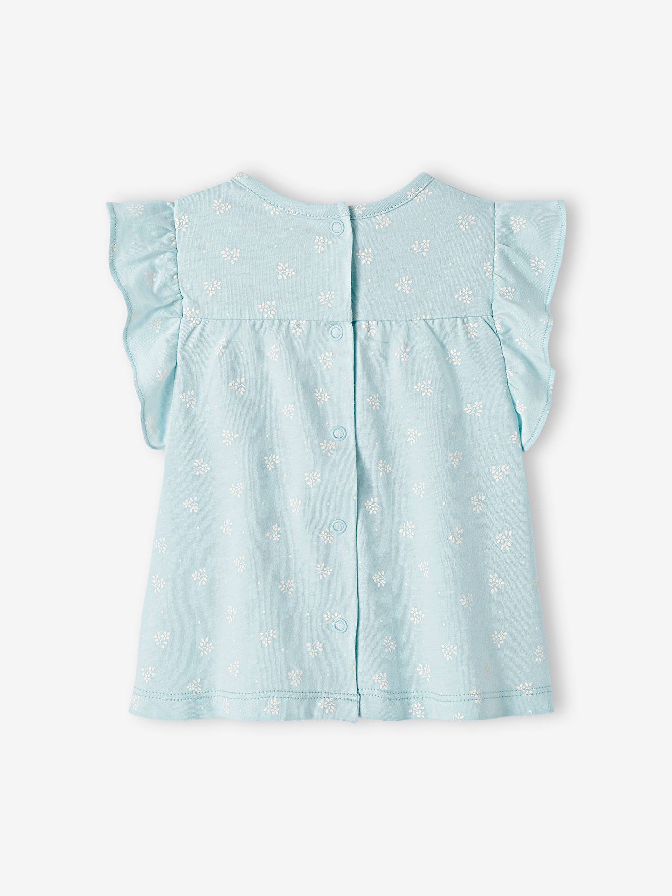 Vertbaudet Mädchen Baby T-Shirt, Blumen Oeko-Tex - rosa bedruckt