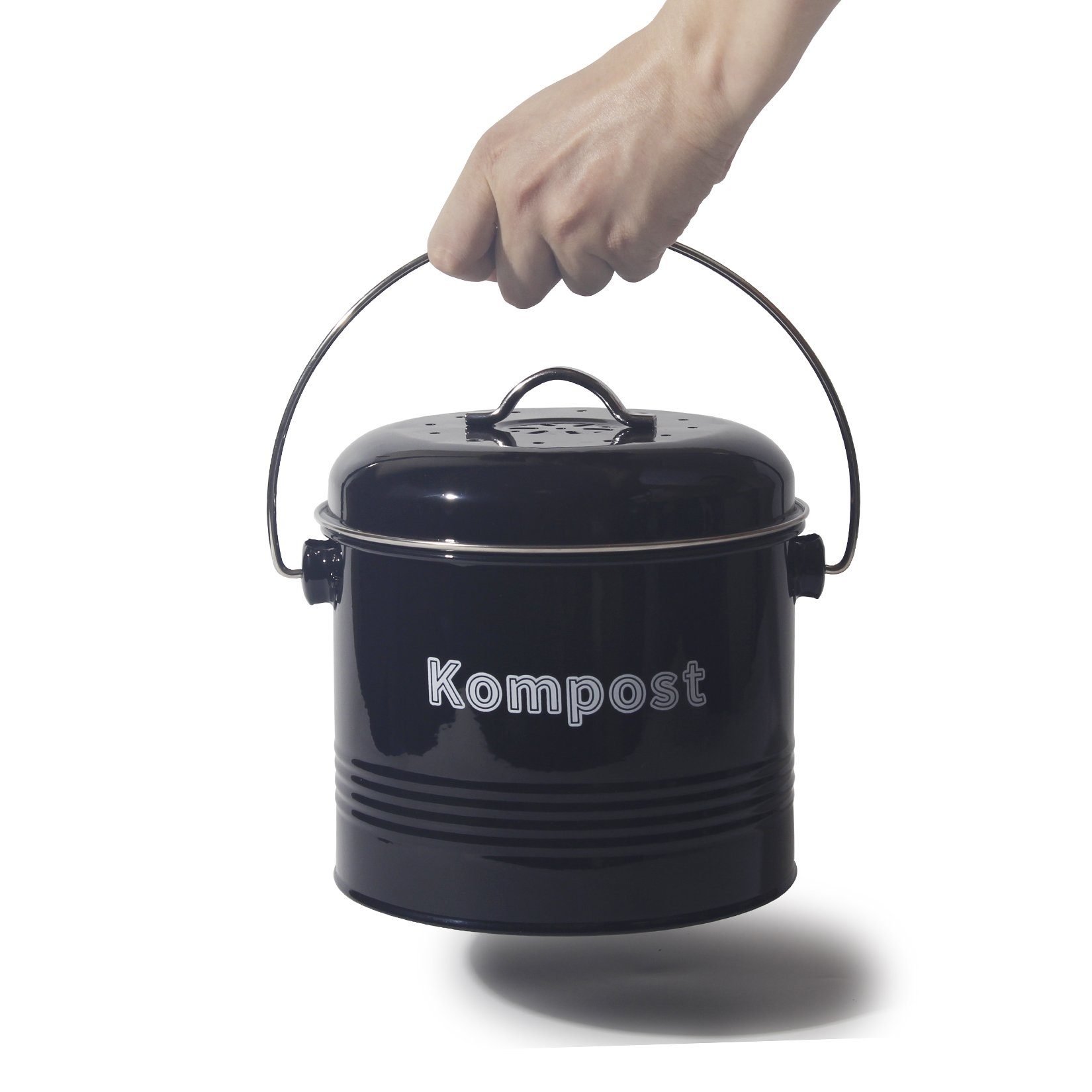 Zedelmaier Biomülleimer Biomülleimer Küche, Bio Mülleimer, Komposteimer Metall, Geruchsdicht mit Aktivkohlefiltern, Biomüll Retro 3,5L