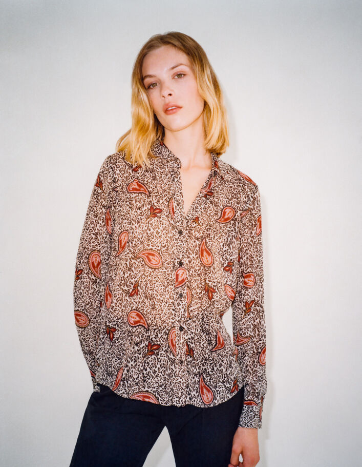 Chemise écrue recyclée imprimé léo cachemire Femme