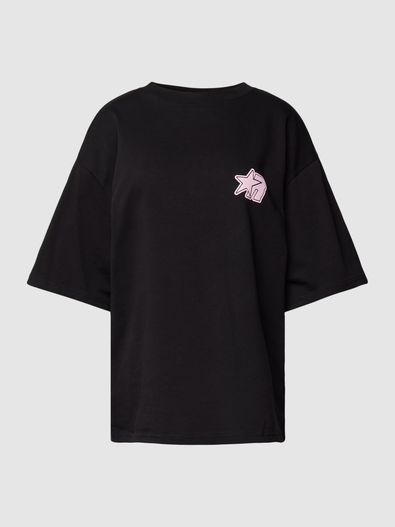 Oversized T-Shirt mit Label-Print in schwarz