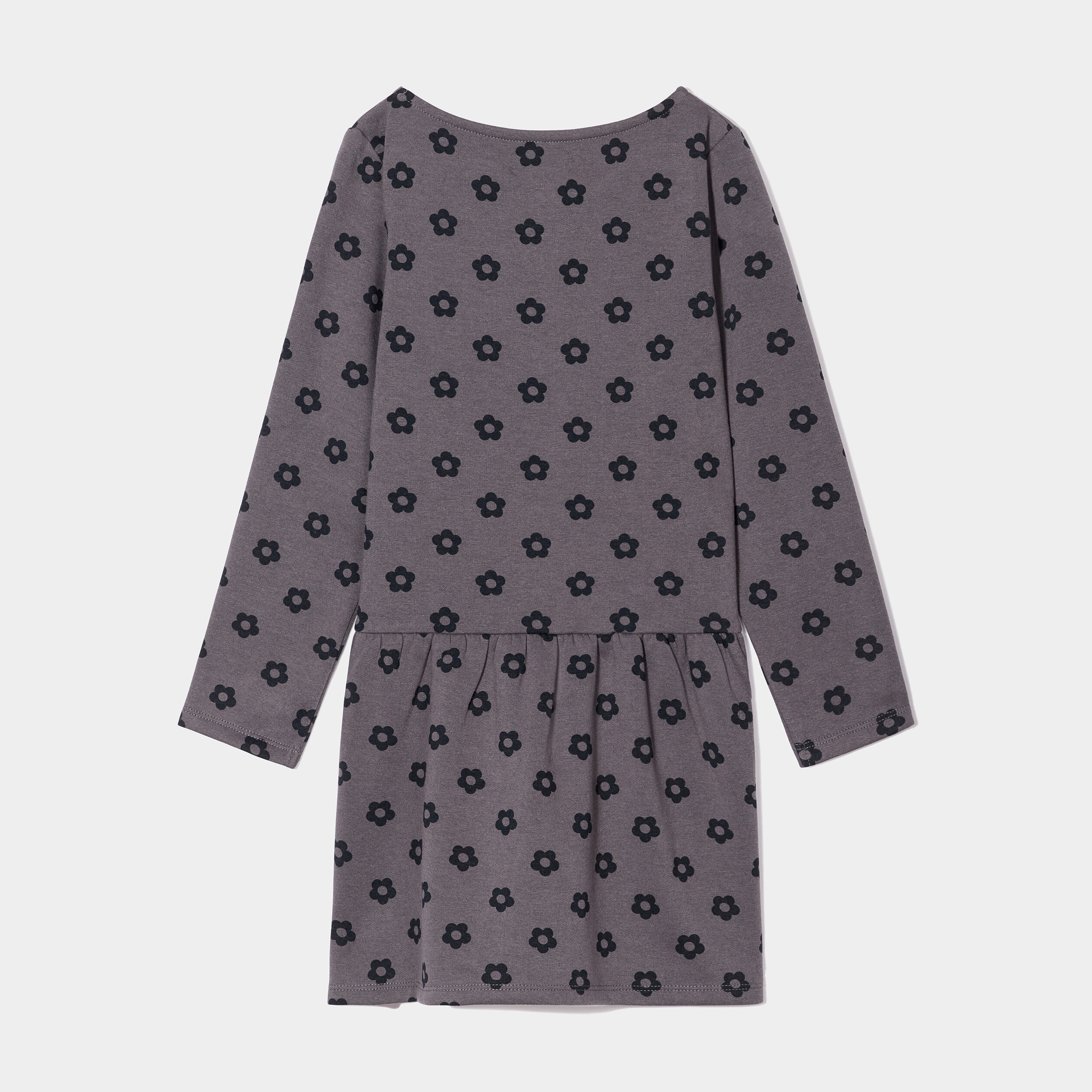 Robe molleton volantée manches longues gris foncé fille | La Halle