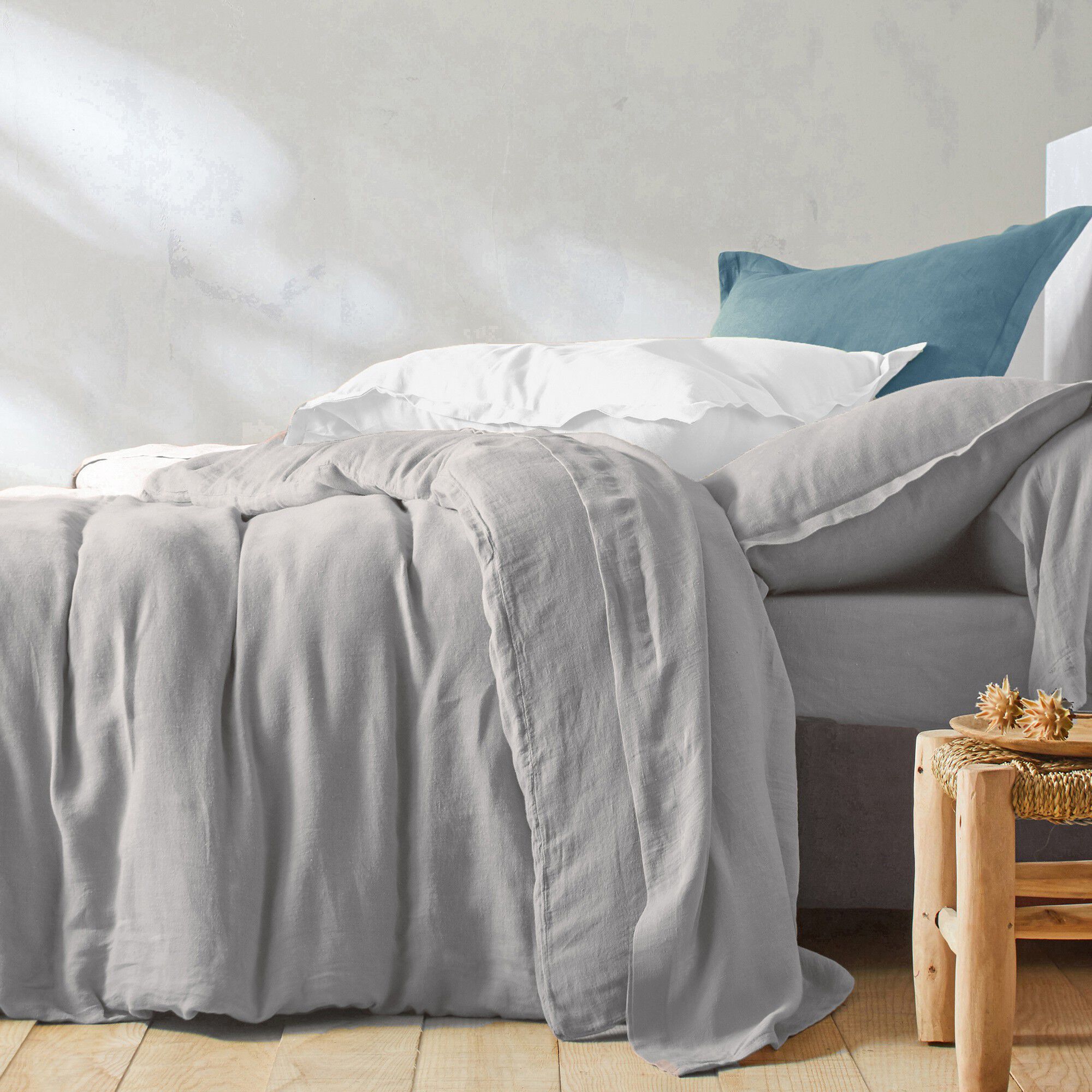 Linge de lit uni lin lavé