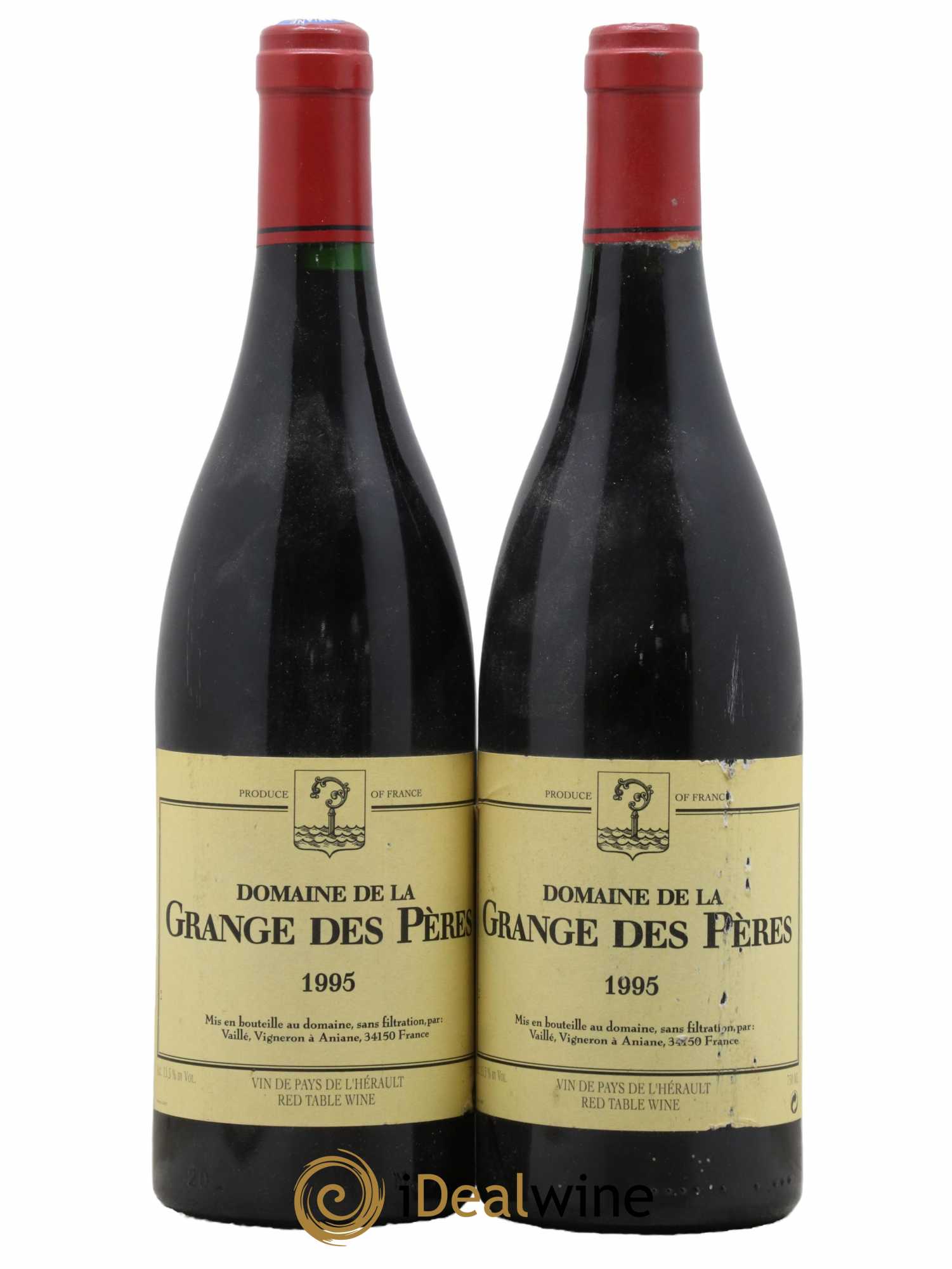 IGP Pays d'Hérault Grange des Pères Laurent Vaillé  1995 - Lot de 2 Bouteilles