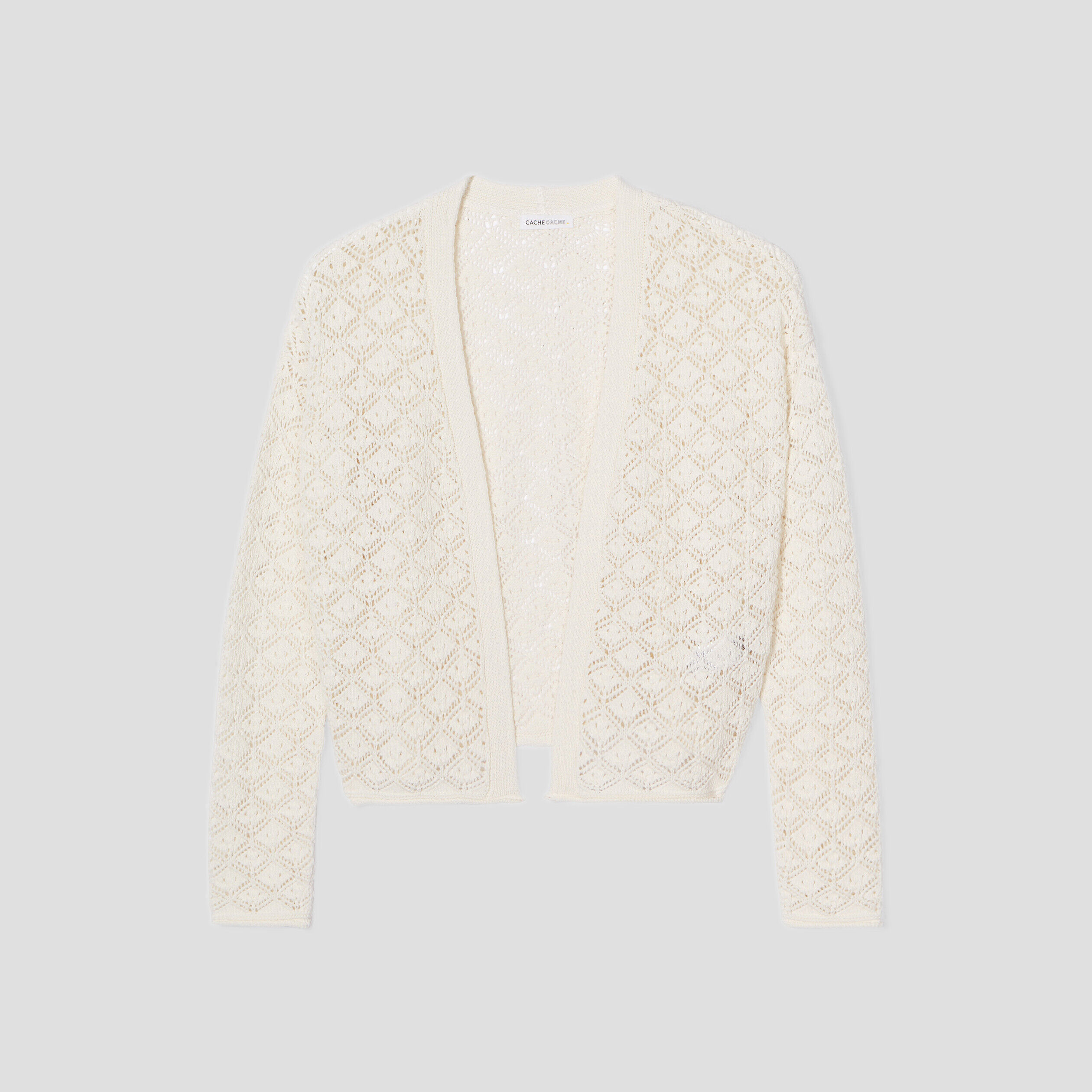 Gilet crop top ajouré ecru femme | Cache Cache