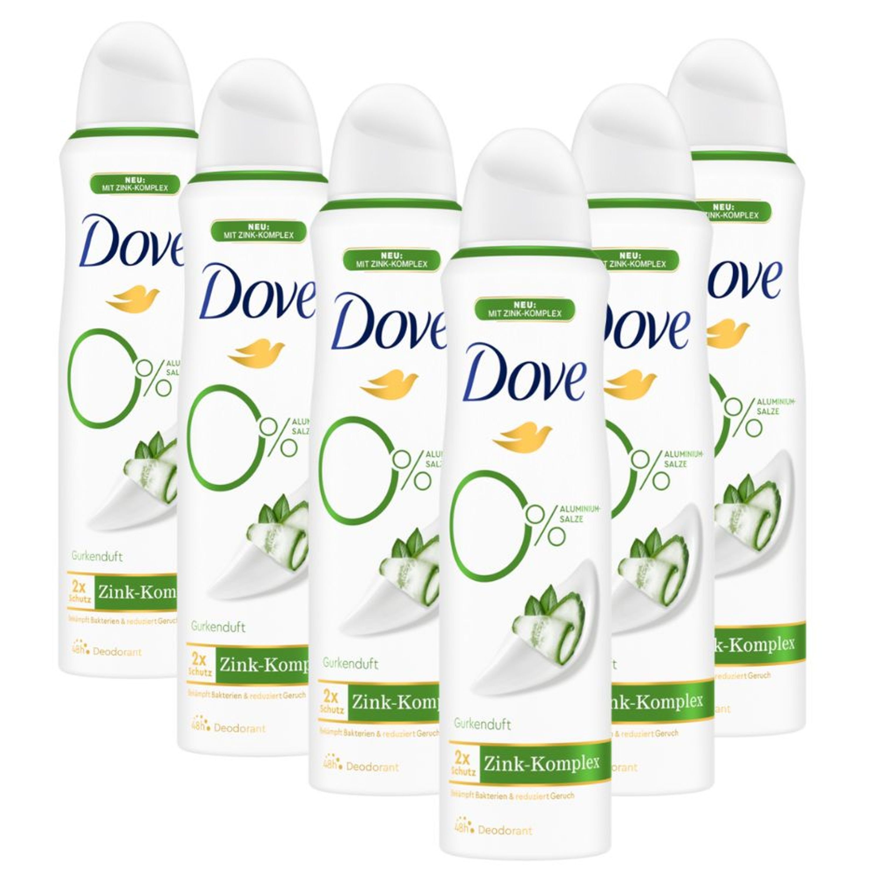 DOVE Deo-Set Deodorant Spray Gurkenduft Deo mit pflegendem Zink-Komplex 6x 150ml