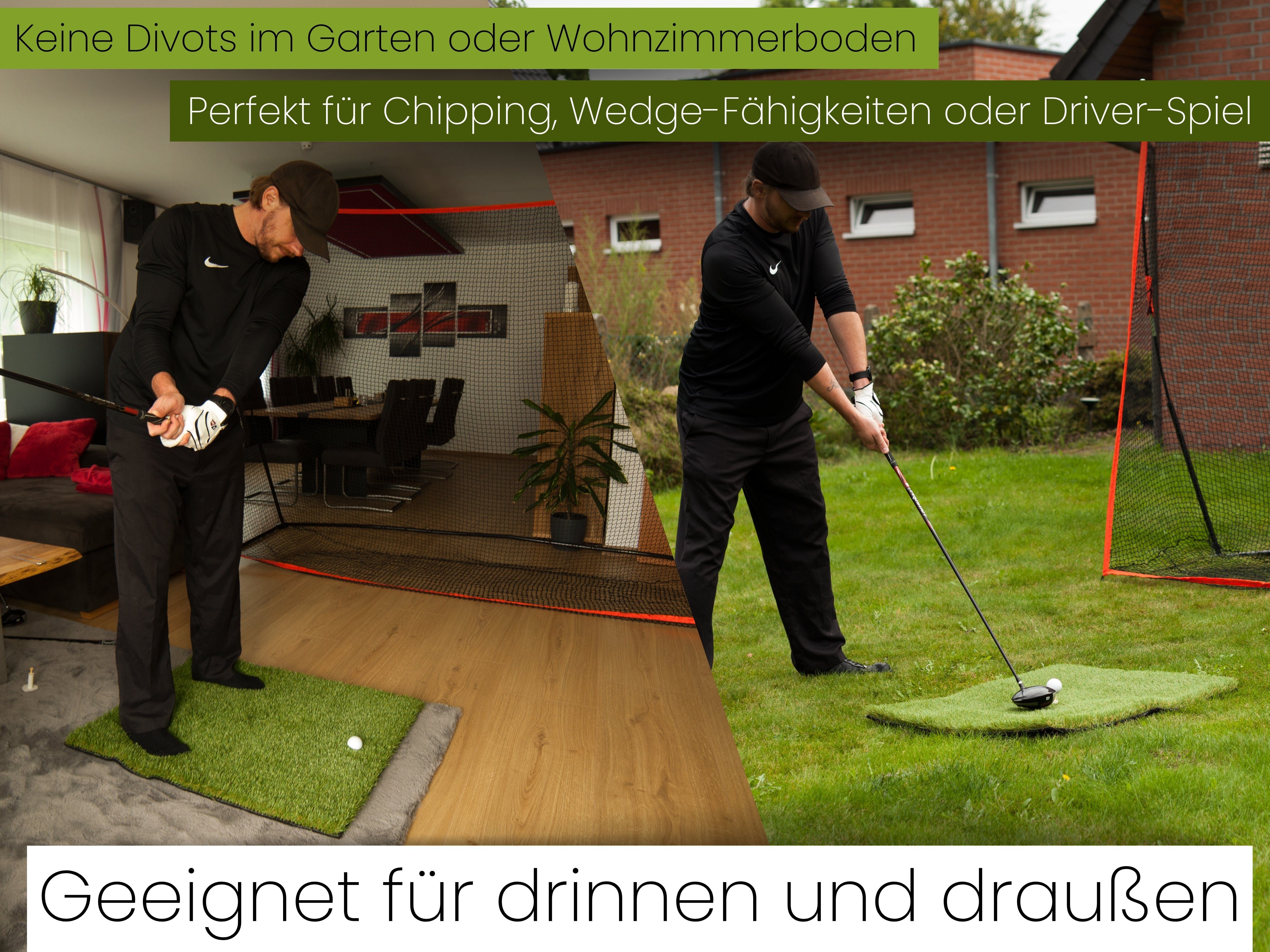 AMF Life Golf-Abschlagmatte Schlagunterlage (naturel, 85 x 65 x 4cm (Höhe inklusive. Filzboden), inkl. Tee + Teehalter verstellbar, Indoor Outdoor, tragbar, zusammenrollen, chippen, driven), Präzisionsabschlagmatte, strapazierfähig, flexibel, Golfsch