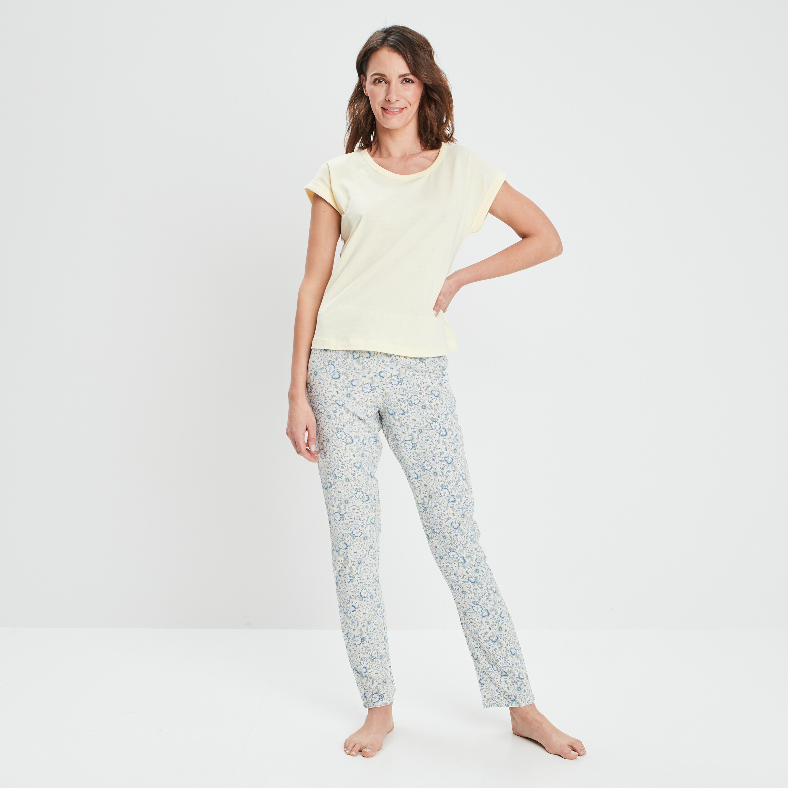 Ensemble pyjama 2 pièces fluide blanc femme | La Halle