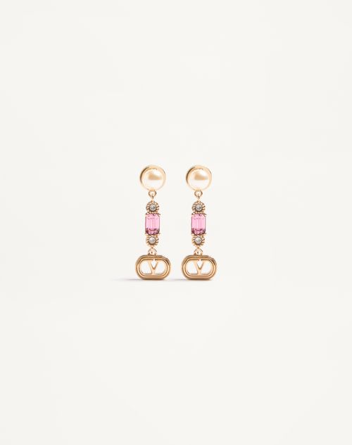 Ovale øreringe i metal, perle og Swarovski® krystaller