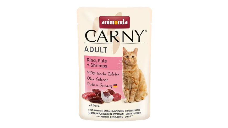 ANIMONDA Katzennassfutter Carny Adult Rind, Pute + Shrimps 85 g