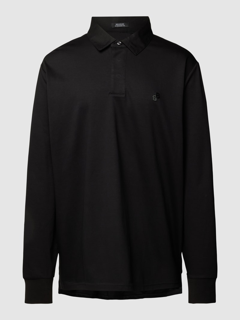 Longsleeve mit Polokragen Modell 'Partoes' in schwarz