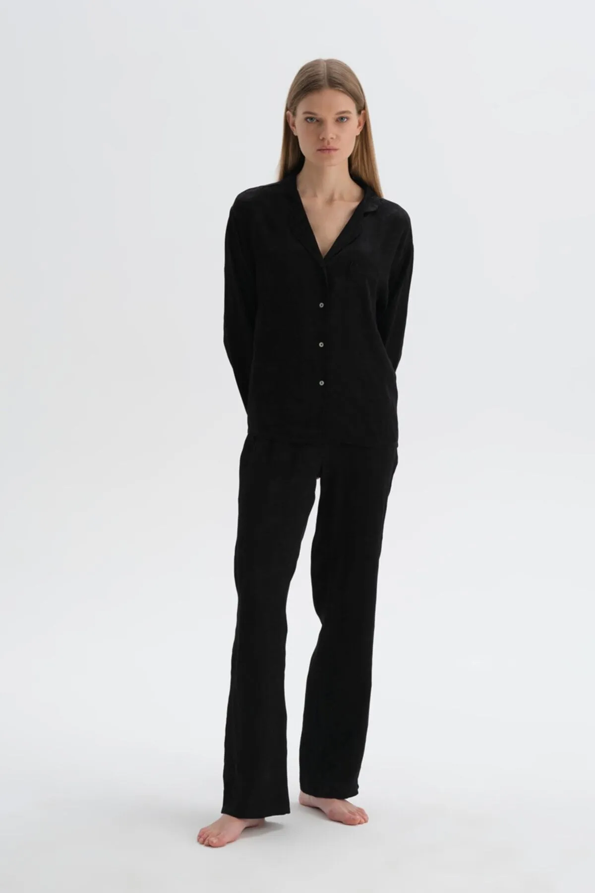 Dagi  Schwarze Pyjamahose aus Baumwolle