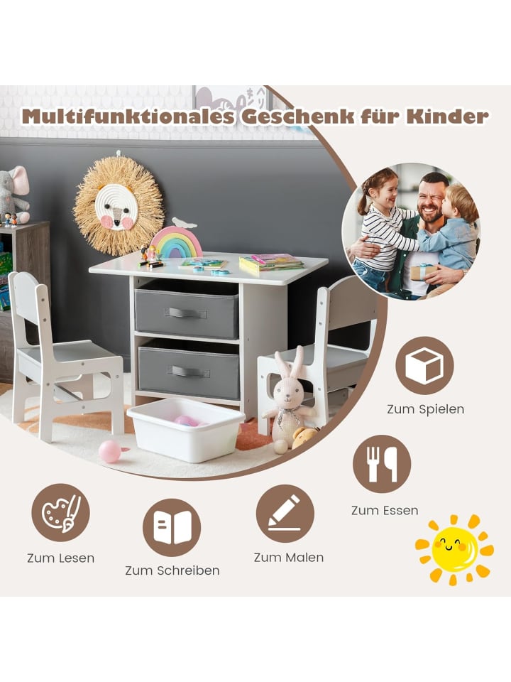 COSTWAY Kindertisch Set ab 3 Jahren in Grau günstig kaufen onesize