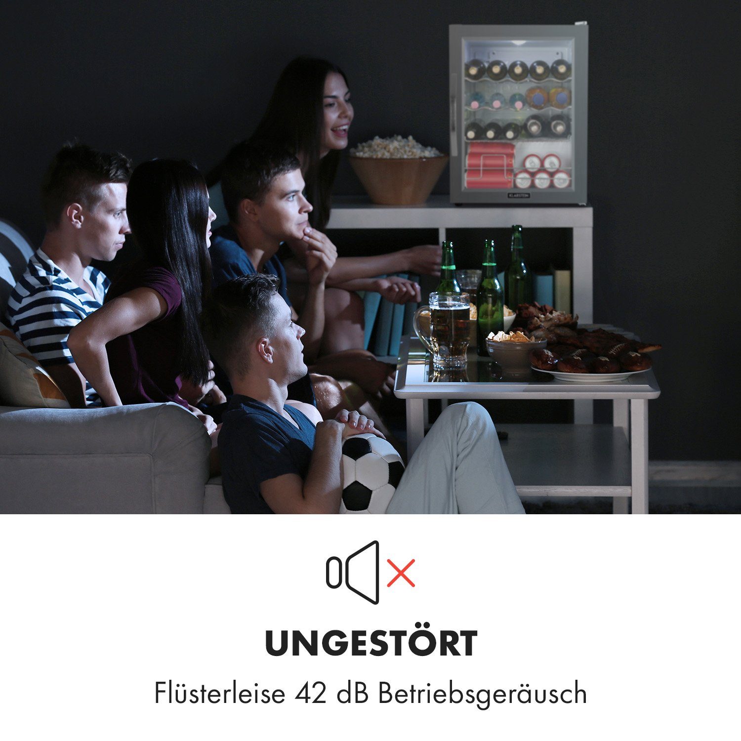 Klarstein Getränkekühlschrank HEA-Beersafe XL WSS 10034892A, 63 cm hoch, 47 cm breit, Bier Hausbar Getränkekühlschrank Flaschenkühlschrank Glastür
