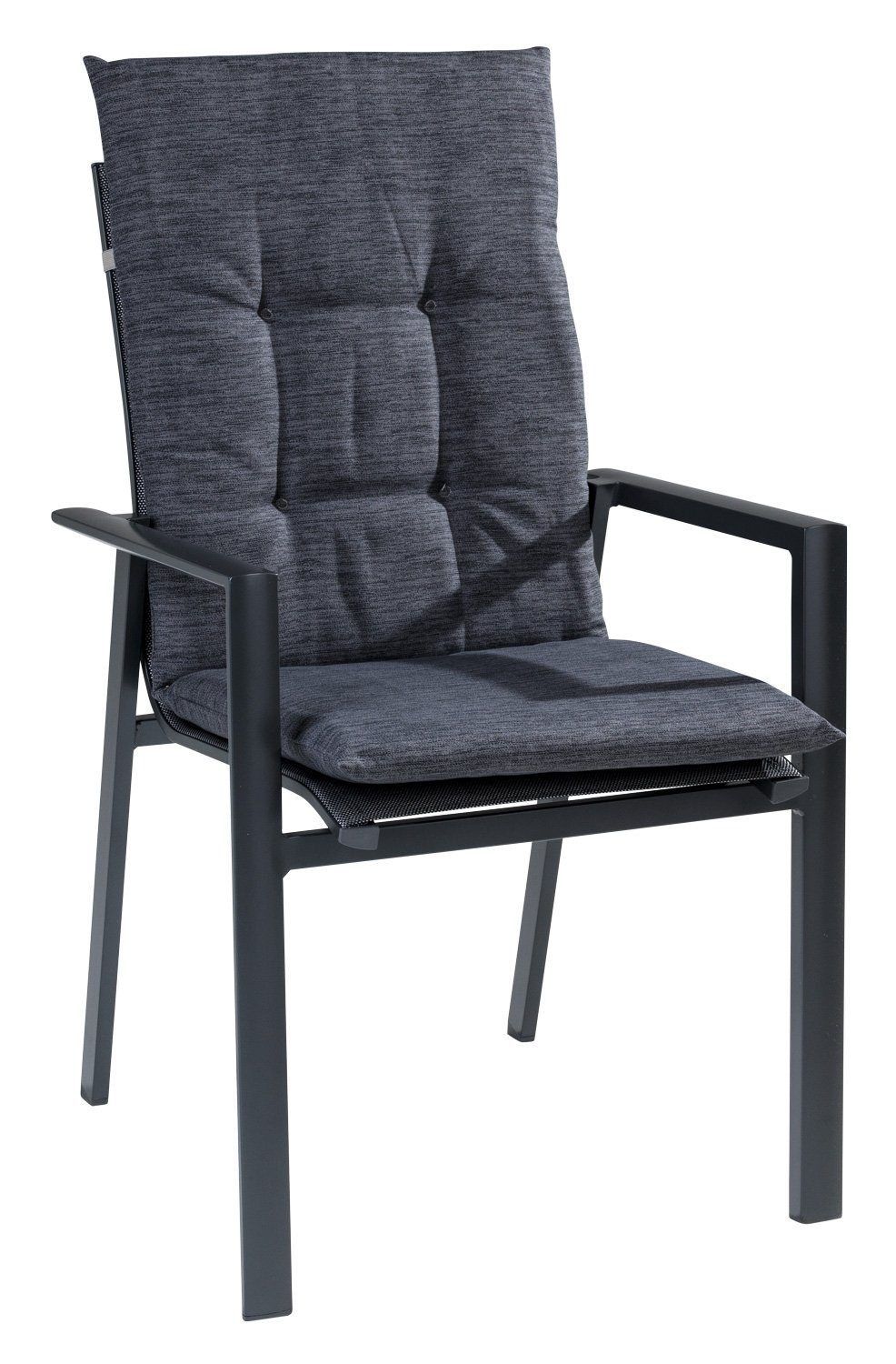 GO-DE Polsterauflage INDIGRO, B 48 x L 108 cm, Dunkelgrau, 4er Set, (Set, 4 St), Gartenstuhlauflagen für Mittellehnstühle
