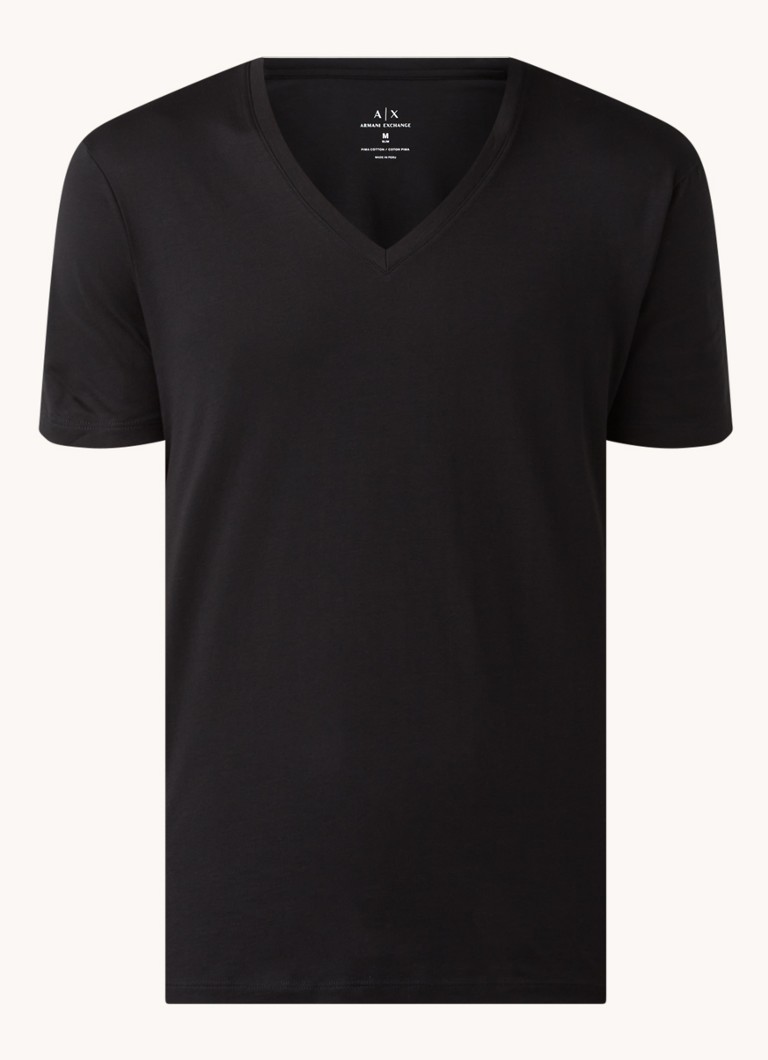 Tricou Armani Exchange Pima din bumbac cu guler în V