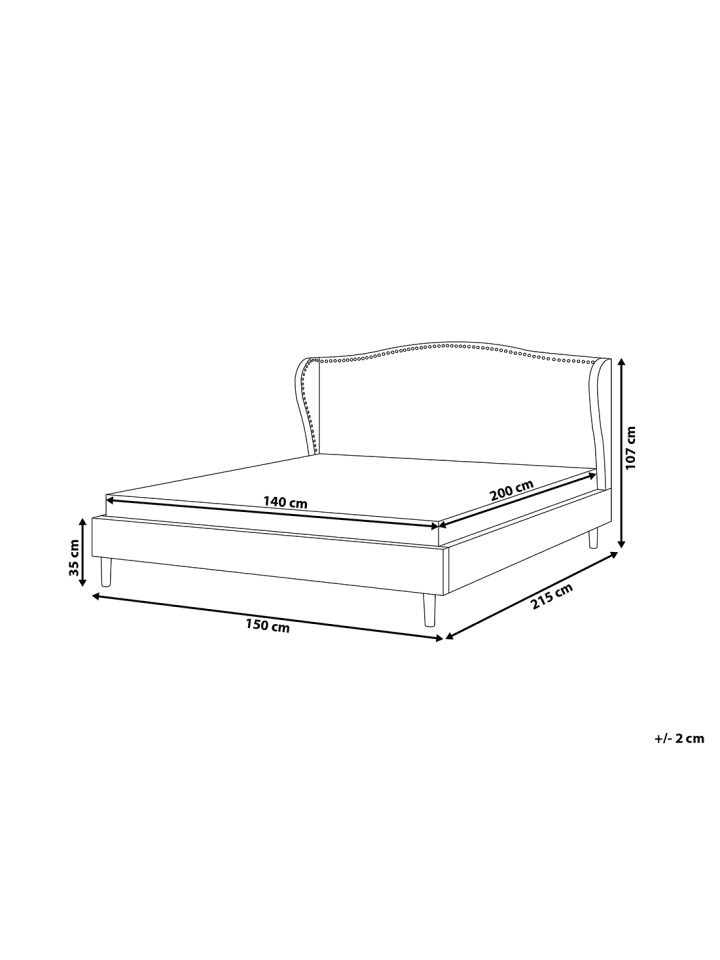 Beliani Doppelbett COLMAR in Grau/Dunkler Holzfarbton - (W) 150 x (H) 107 x (L) 215 cm günstig kaufen onesize