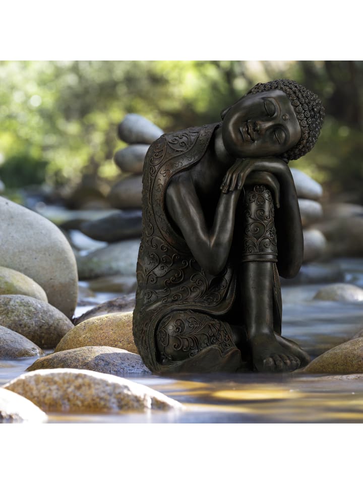 relaxdays Buddha Figur in Hellgrau - (H)60 cm günstig kaufen onesize
