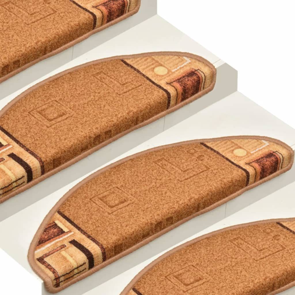 Stufenmatte Treppenmatten Selbstklebend 15 Stk. Beige 65x21x4 cm, vidaXL, Rechteckig, Höhe: 4 mm