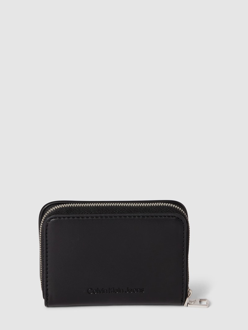 Portemonnaie mit Label-Details Modell 'SCULPTED' in schwarz