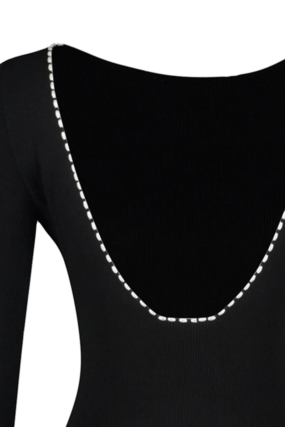 Trendyol Collection  Schwarzes Mini-Strickkleid mit detailliertem Rückenausschnitt TWOAW24EL00089