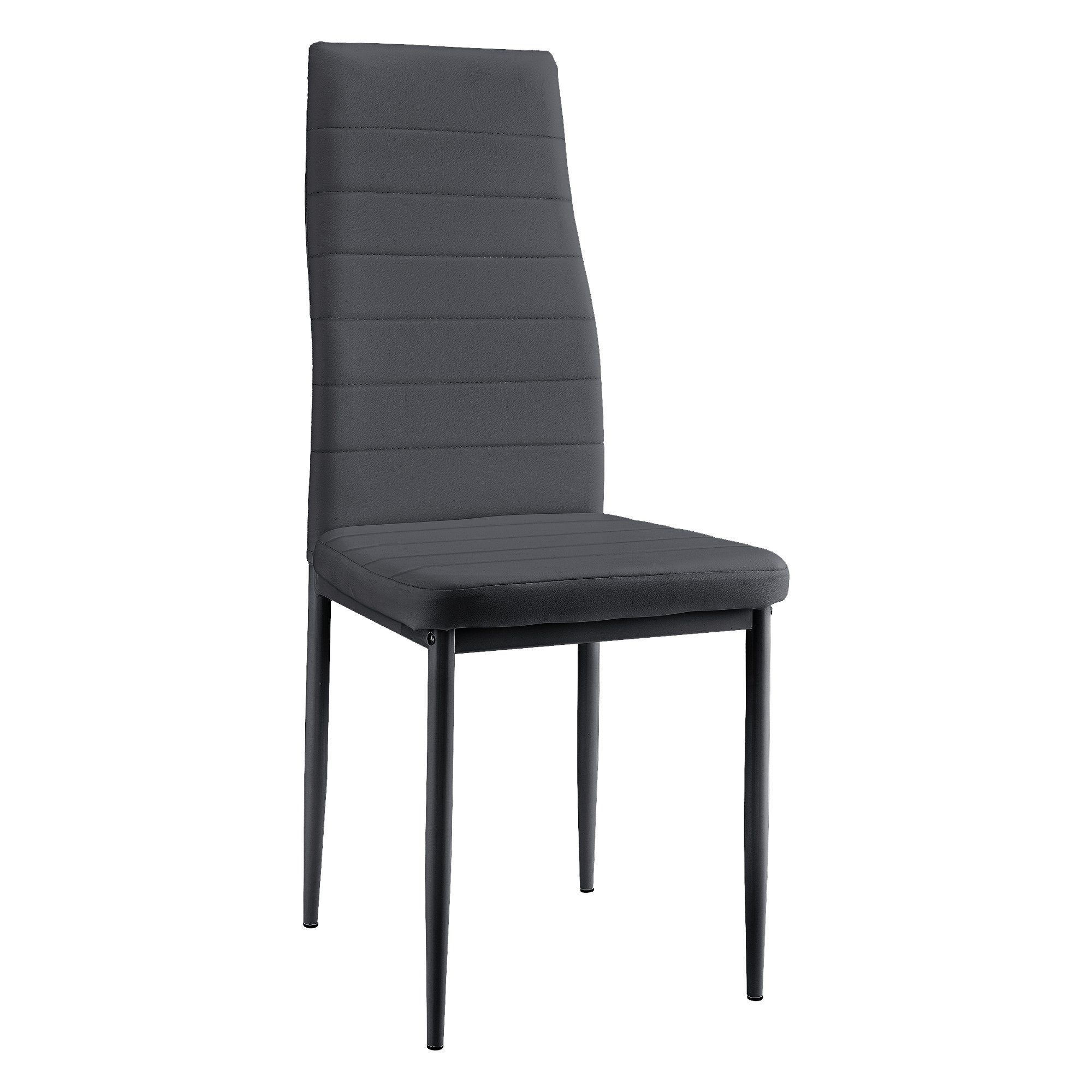 en.casa Essgruppe, (Set, 7-tlg., Esstisch mit 6 Stühlen), Bjerkvik 140x60cm Küchentisch Kunstleder Stühle schwarz/grau