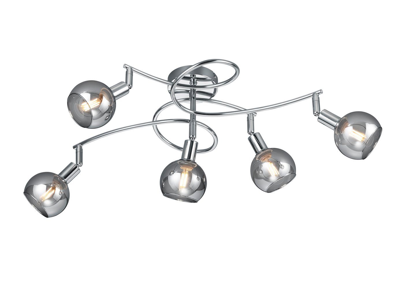 meineWunschleuchte LED Deckenstrahler, Dimmfunktion, LED wechselbar, Warmweiß, ausgefallene große Designer-lampe Rauchglas mehrflammig, B: 65cm