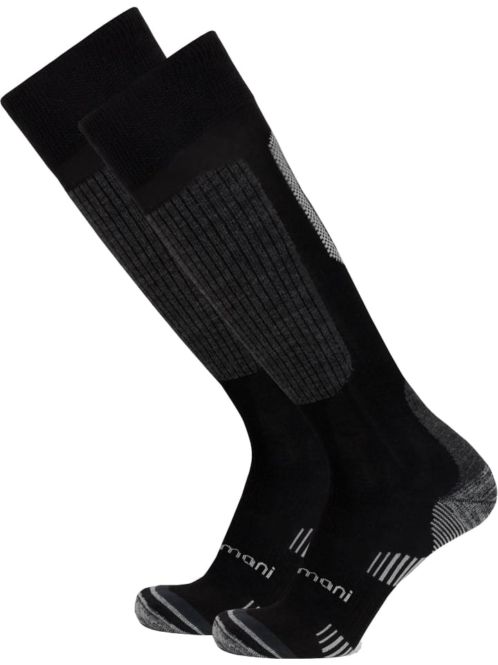 normani 2 bequeme Merino Trekking Kniestrümpfe mit Frotteesohle in Schwarz günstig kaufen