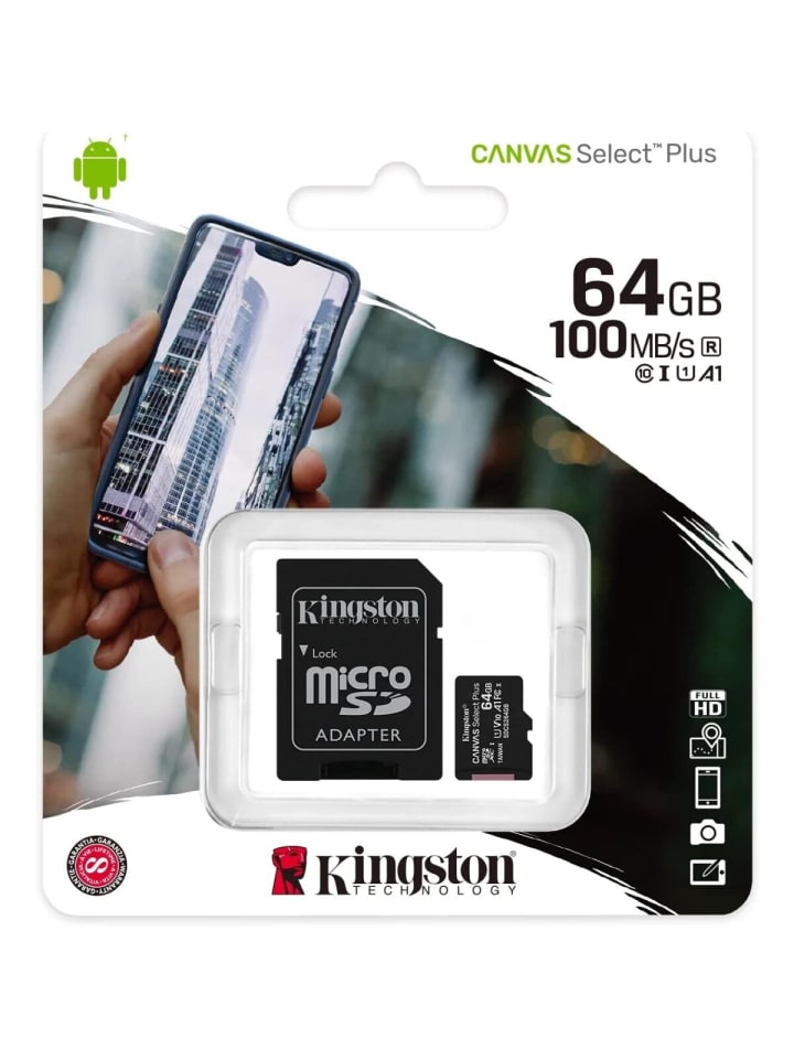 COFI 1453 Kingston MicroSD-Karte Canvas Select Plus 64 GB Klasse 10   Adapter in Schwarz günstig kaufen onesize