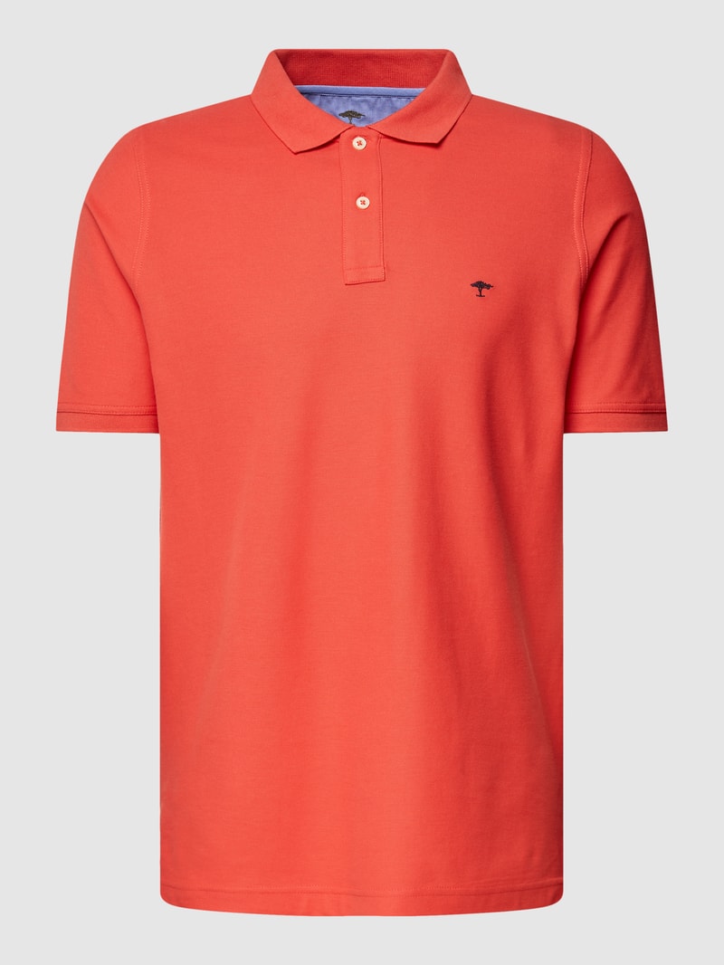 Poloshirt mit Logo-Stitching in koralle